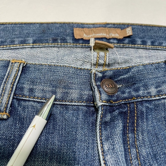 Nwt $79 Abercrombie & Fitch Flare Pants Blue Jeans 100% Cotton Vintage Y2K 12 R - Picture 3 of 12